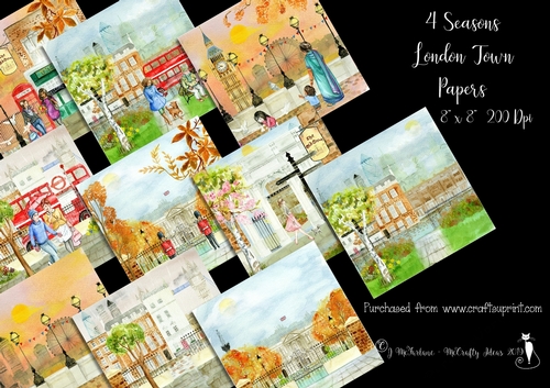 London Town Watercolour Scenes 8x8 200 Dpi