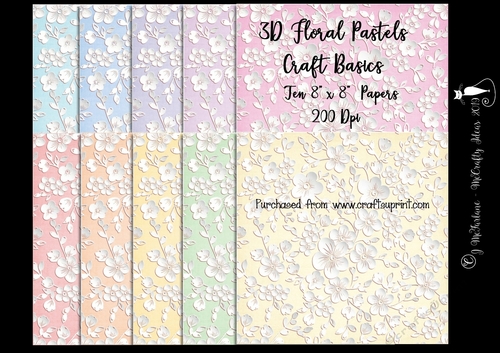 Pastels 8x8 3D Floral Papers 200Dpi