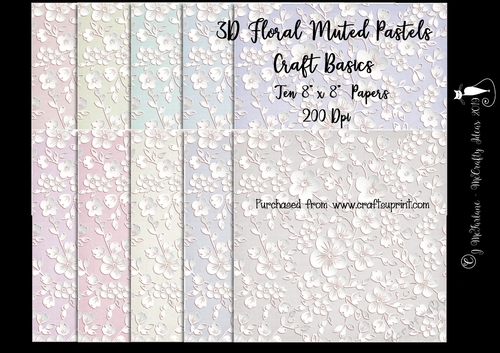 Muted Pastels 8x8 3D Floral Papers 200Dpi