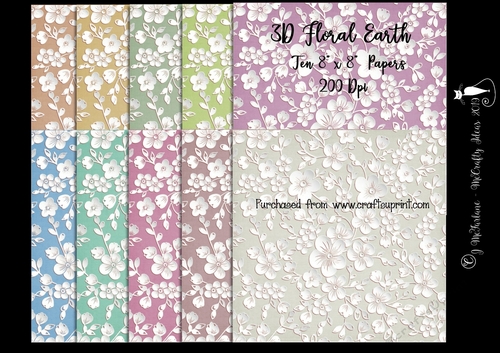 Earth 8x8 3D Floral Papers 200Dpi