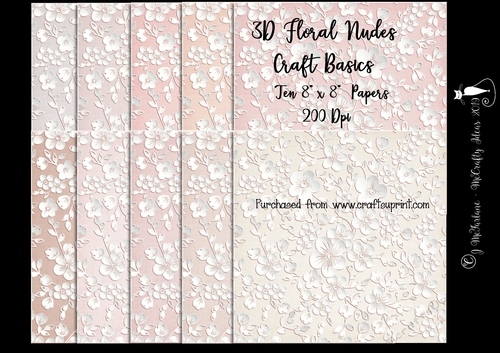 Nudes 8x8 3D Floral Papers 200Dpi