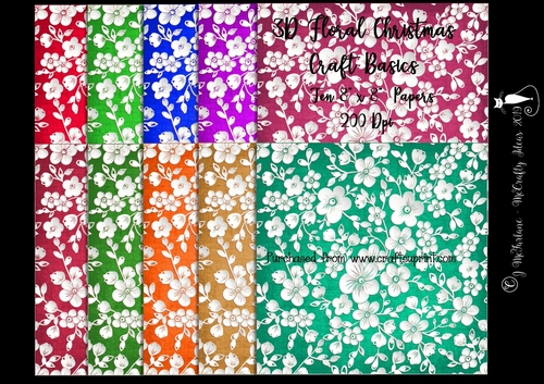 Christmas 8x8 3D Floral Papers 200Dpi