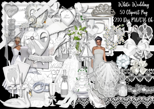 White Wedding- 50 Clipart Png-200Dpi