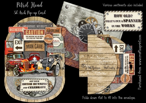 Petrol Head Pop-up Arch Card & Box Envelope