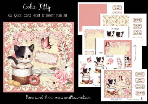 Cookie Kitty 7x7 Card Front & Insert Mini Kit