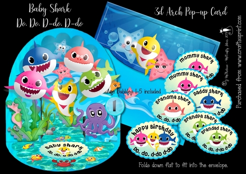 Baby Shark Pop-up Arch Card & Box Envelope