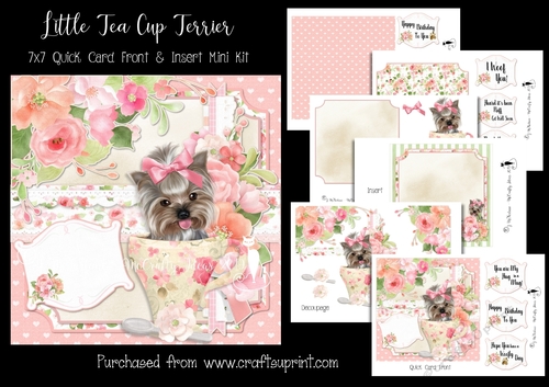 Little Tea Cup Terrier 7x7 Card Front & Insert Mini Kit