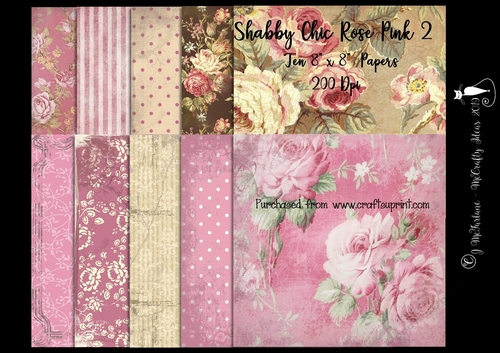 Shabby Chic Rose Pink 2 Papers 200Dpi