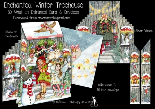 Enchanted Winter Treehouse 3D What an Entrance! Card and Envelope Kit.