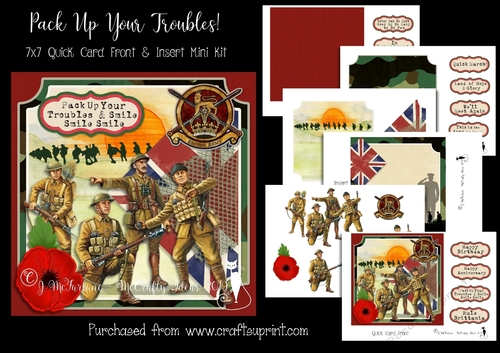 Pack Up Your Troubles 7x7 Card Front & Insert Mini Kit