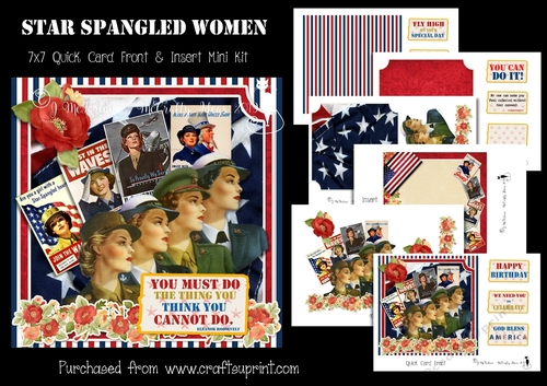 Star Spangled Women 7x7 Card Front & Insert Mini Kit
