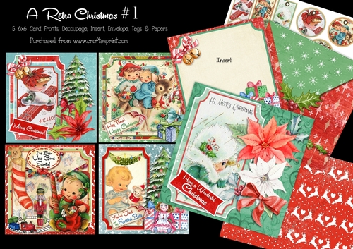 A Retro Christmas #1 - 5 6x6 Card Kit