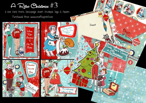 A Retro Christmas #3 - 5 6x6 Card Kit