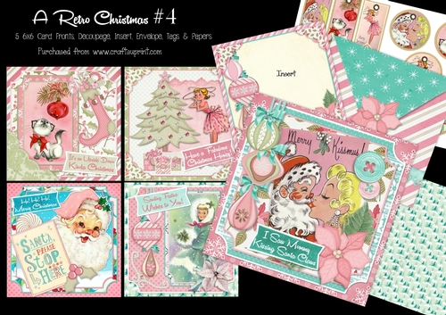 A Retro Christmas #4- 5 6x6 Card Kit