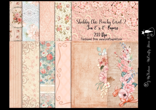 Shabby Chic Peachy Coral Papers 2 200Dpi