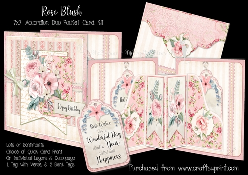 Rose Blush 7x7 Accordion Duo Pocket Card Kit