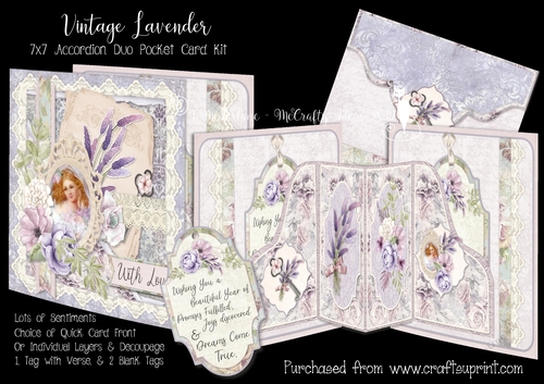 Vintage Lavender 7x7 Accordion Duo Pocket Card Kit