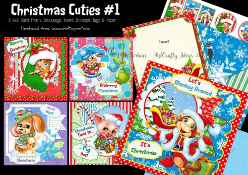  Christmas Cuties #1- 5 6x6 Card Kit