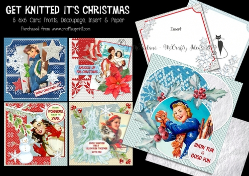 Get Knitted, Its Christmas - 5 6x6 Card Fronts & 2 Inserts Kit
