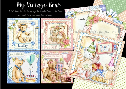 My Vintage Bear - 5 6x6 Card Kit