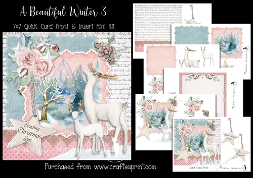 A Beautiful Winter 3  7x7 Card Front & Insert Mini Kit