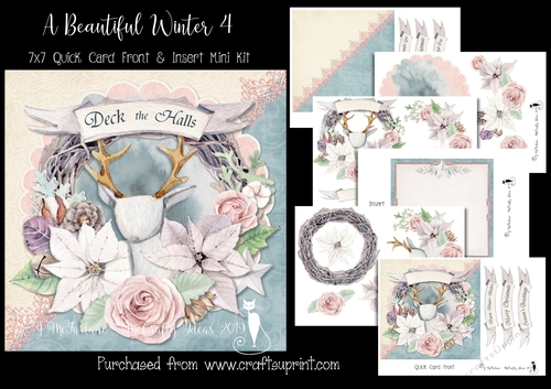 A Beautiful Winter 4  7x7 Card Front & Insert Mini Kit