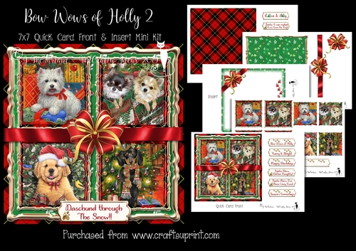 Bow Wows of Holly 2 7x7 Card Front & Insert Mini Kit
