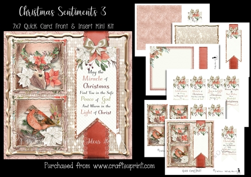 Christmas Sentiments 3 7x7 Card Front & Insert Mini Kit