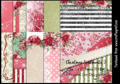 Christmas Sentiments 2 8x8  Papers 200Dpi