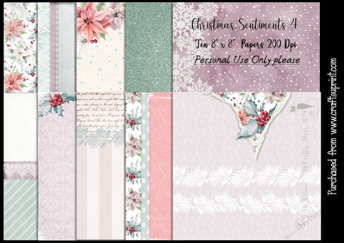 Christmas Sentiments 4 8x8  Papers 200Dpi