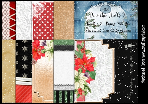 Deco the Halls 2 8x8  Papers 200Dpi