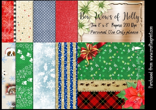 Bow Wows of Holly 8x8  Papers 200Dpi