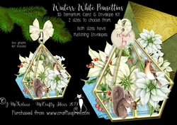 Winter White Poinsettias 3d Terrarium Cards & Envelopes Kit