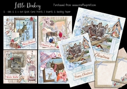 Little Donkey - 5 6x6 & 5 6x4 Card Fronts, 2 Inserts & Backing Paper