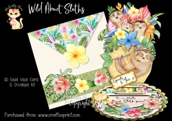 Wild about Sloths Easel Vase and Envelope Kit. 