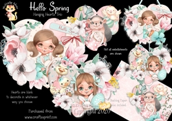 Hello Spring Hanging Hearts Trio