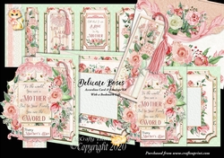 Delicate Roses Accordion Card, Envelope & Bookmark Kit.