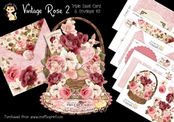 Vintage Rose 2 Triple Easel Card and Envelope Kit.