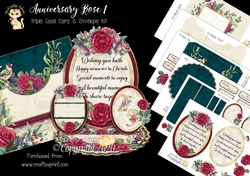 Anniversary Rose 1 Triple Easel Card