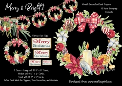Merry & Bright 1 Wreath Decorations/Card Toppers.
