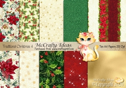 10 x A4 Traditional Christmas 4  Papers 200Dpi