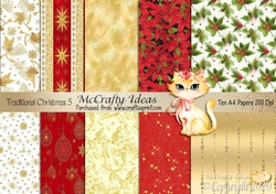10 x A4 Traditional Christmas 5 Papers 200Dpi