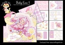 Baby Love 1 Shaped Card and Envelope Kit.