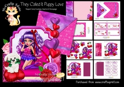 They Call it Puppy Love 1 Shaped Card and Envelope Kit.