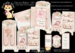 Cute as a Button - Girl Dresser Stepper Card