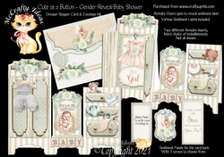 Cute as a Button - Gender Reveal Dresser Stepper Card