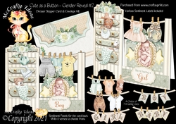 Cute as a Button - Gender Reveal #2 Dresser Stepper Card