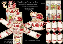 Miss Poppy Comes to Tea - Large Hexagonal Exploding Box Surprise