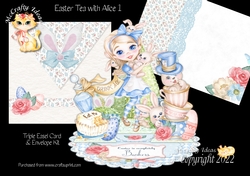 Easter Tea with Alice 1 Triple Easel Card Kit