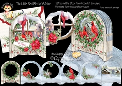 The Little Red Bird of Winter Behind the Door Card